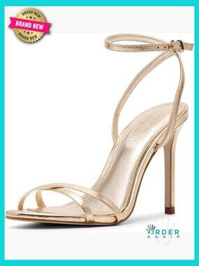 Elegant Heeled Sandals with Buckle Ankle Strap 4 Inch Stiletto Heel Almond Toe